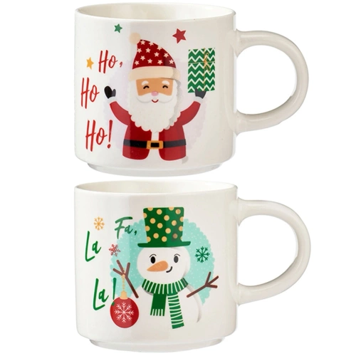 Kubki porcelanowe Mikołaj bałwan 400 ml 2 szt.
