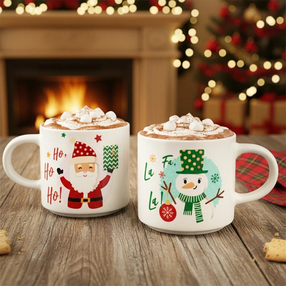 Kubki porcelanowe Mikołaj bałwan 400 ml 2 szt.