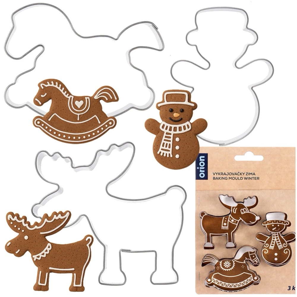 Wykrawacze do ciastek stalowe bałwan konik na biegunach renifer 3 szt.