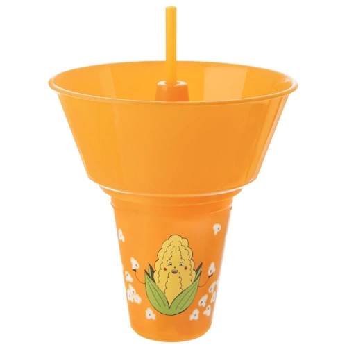 Kubek z miską na popcorn pomarańczowy 500 ml