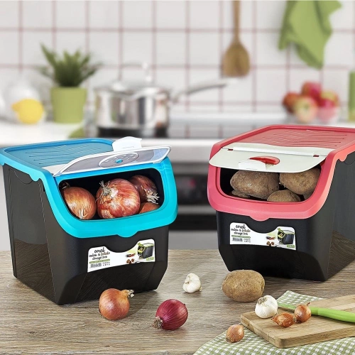 Pojemnik na warzywa i owoce z pokrywą biały 12 l