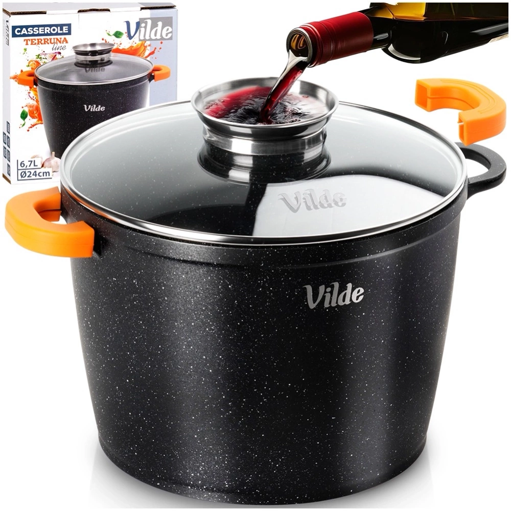 Garnek granitowy ze szklaną pokrywką TERRUNA AROMA 24 cm, 6,7 l