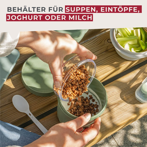Musli to go Becher z łyżką, 500ml, zielony FACKELMANN