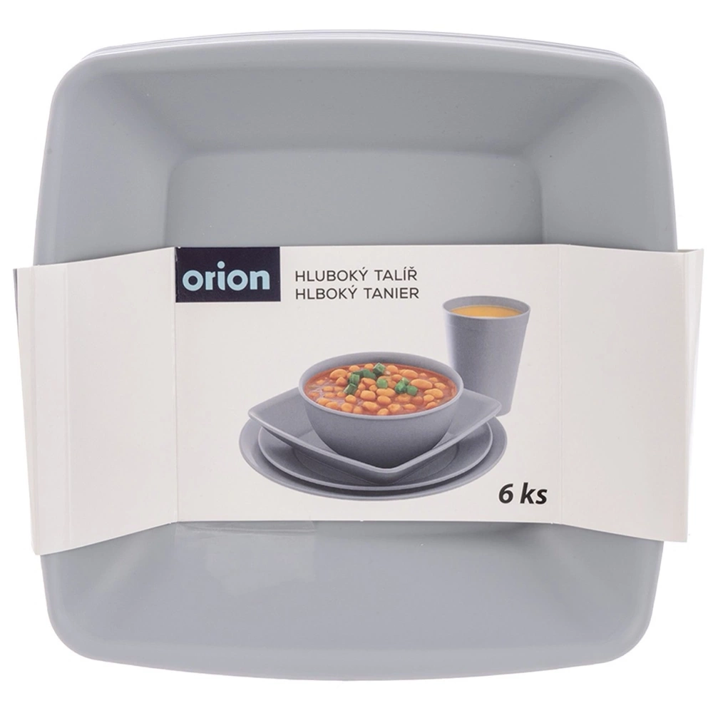 Talerze obiadowe głębokie plastikowe szare SANDY 17,5 cm, 500 ml 6 szt.