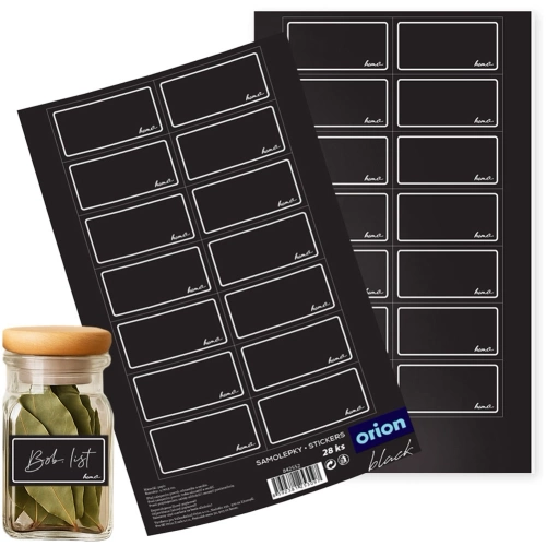 Etykiety samoprzylepne na słoiki czarne 28 szt.