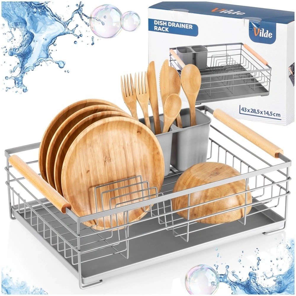 Suszarka na naczynia szara 43x28,5x14,5 cm