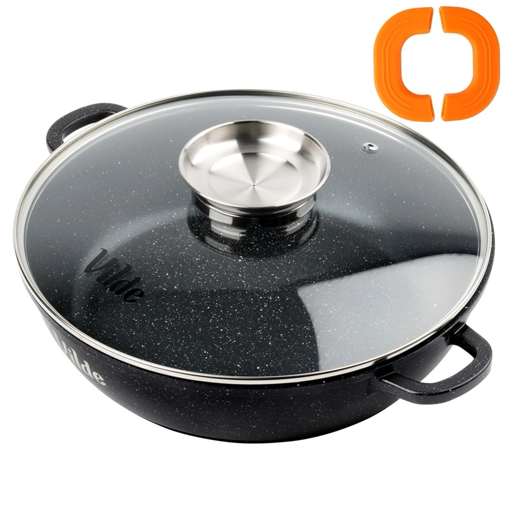 Patelnia granitowa głęboka ze szklaną pokrywką TERRUNA AROMA 28 cm, 3,3 l