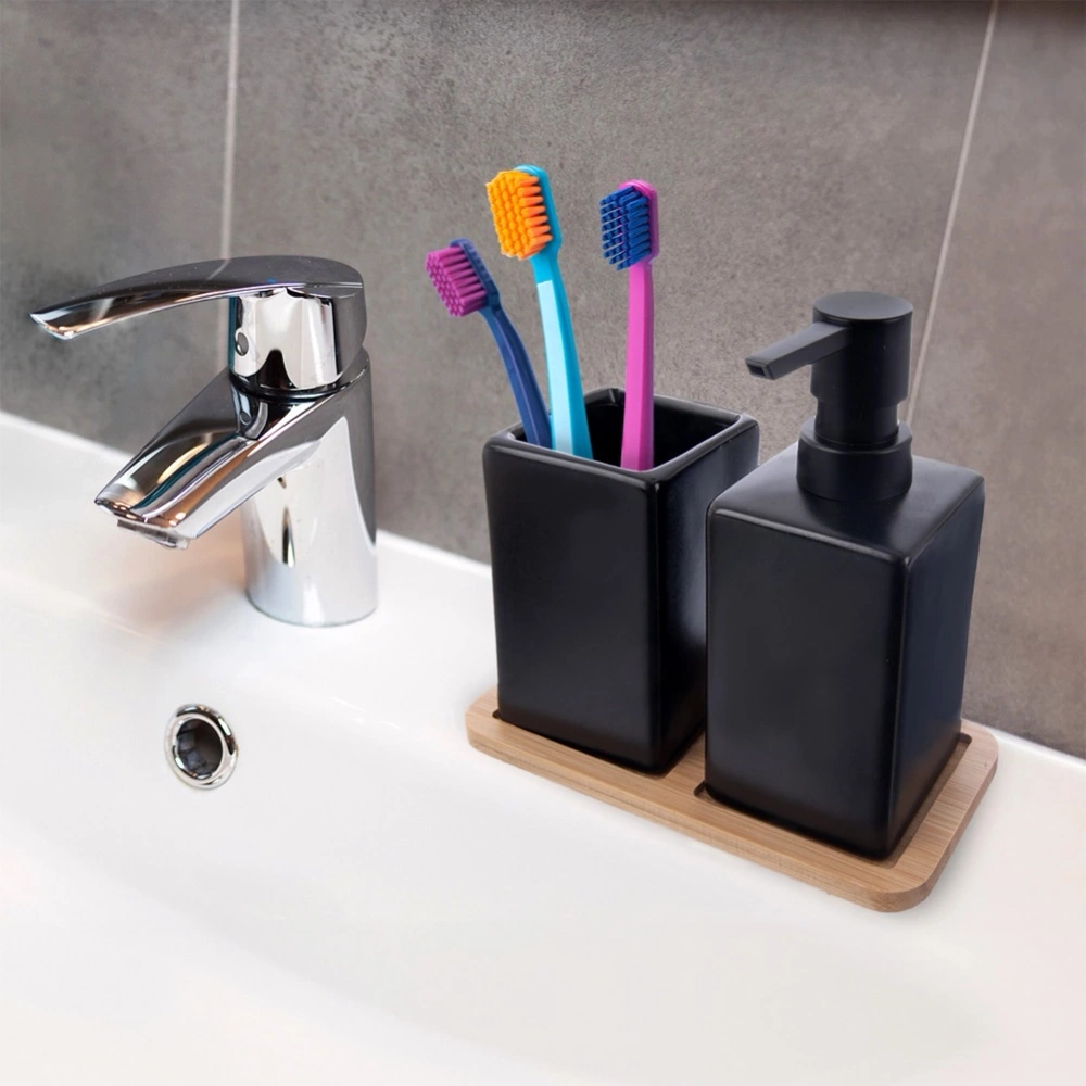 Zestaw łazienkowy dolomitowy czarny 3 el.