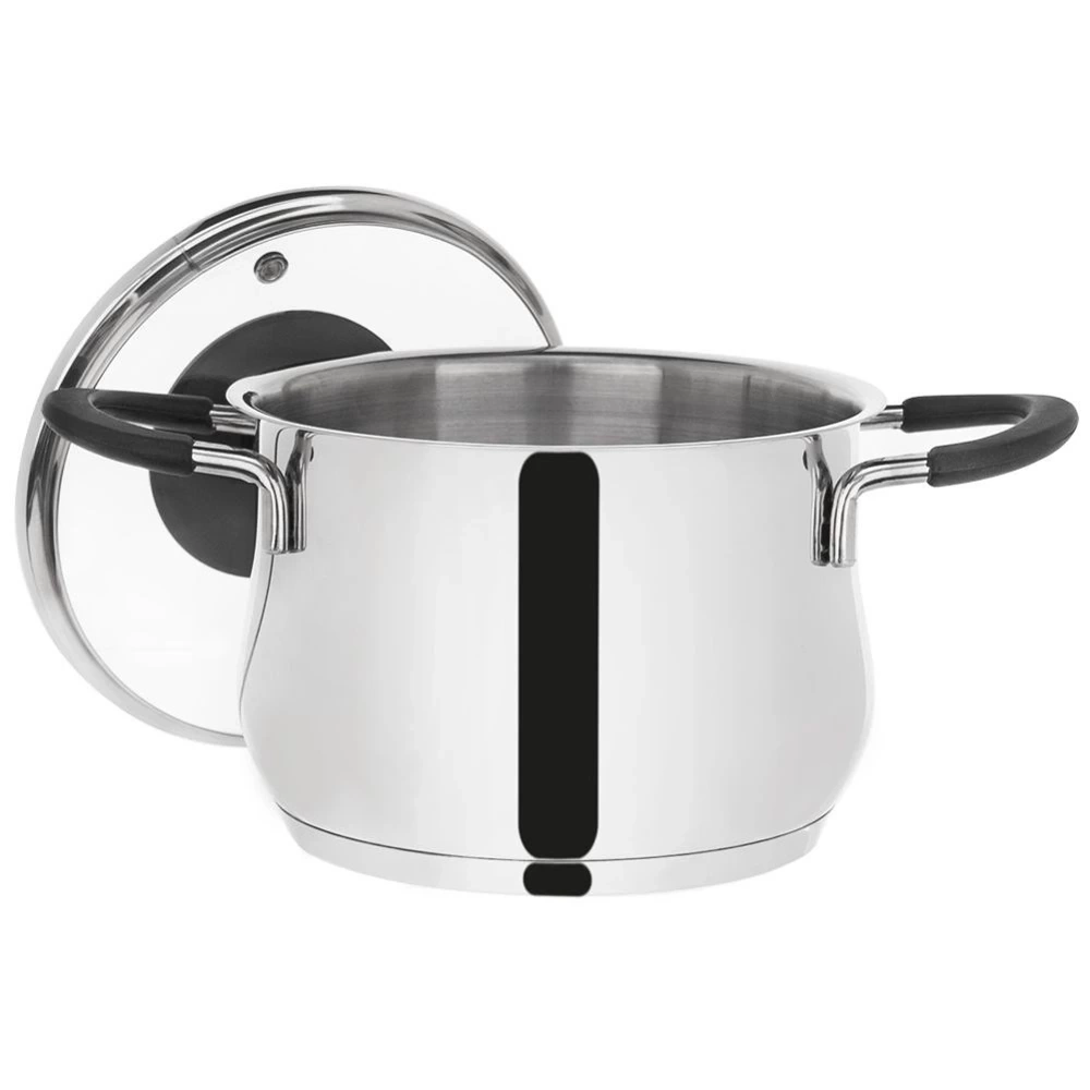 Garnek stalowy ze szklaną pokrywką DALIE 16 cm, 2,4 l