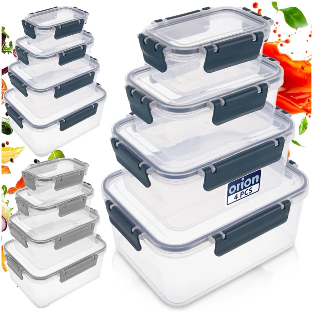 Pojemniki na żywność z pokrywką i uszczelką 4 szt.