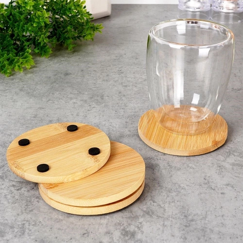 Podstawki pod kubek bambusowe 9,7 cm 4 szt.