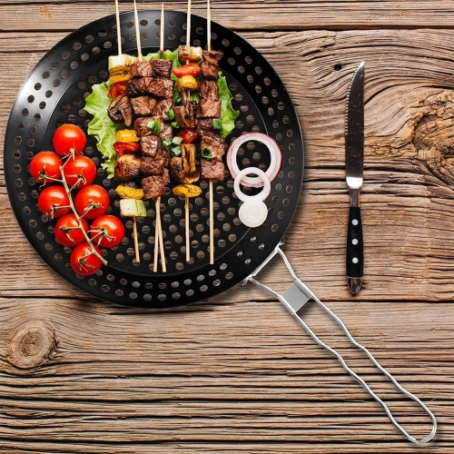 Koszyk do grillowania metalowy perforowany czarny 55x31 cm