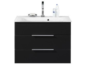 Szafka łazienkowa ze szklaną umywalką i podświetleniem KARA 80 cm