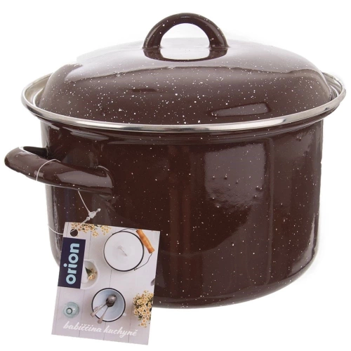 Garnek emaliowany z pokrywką brązowy BROWN 20 cm, 3,2 l