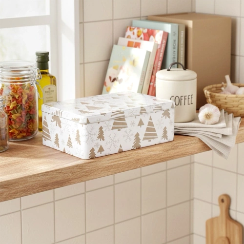 Pojemnik na ciastka metalowy puszka świąteczna 20x13x7 cm