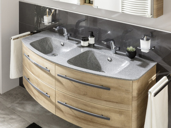 Asymetryczna umywalka z konglomeratu szary metalik Lanzet Classico