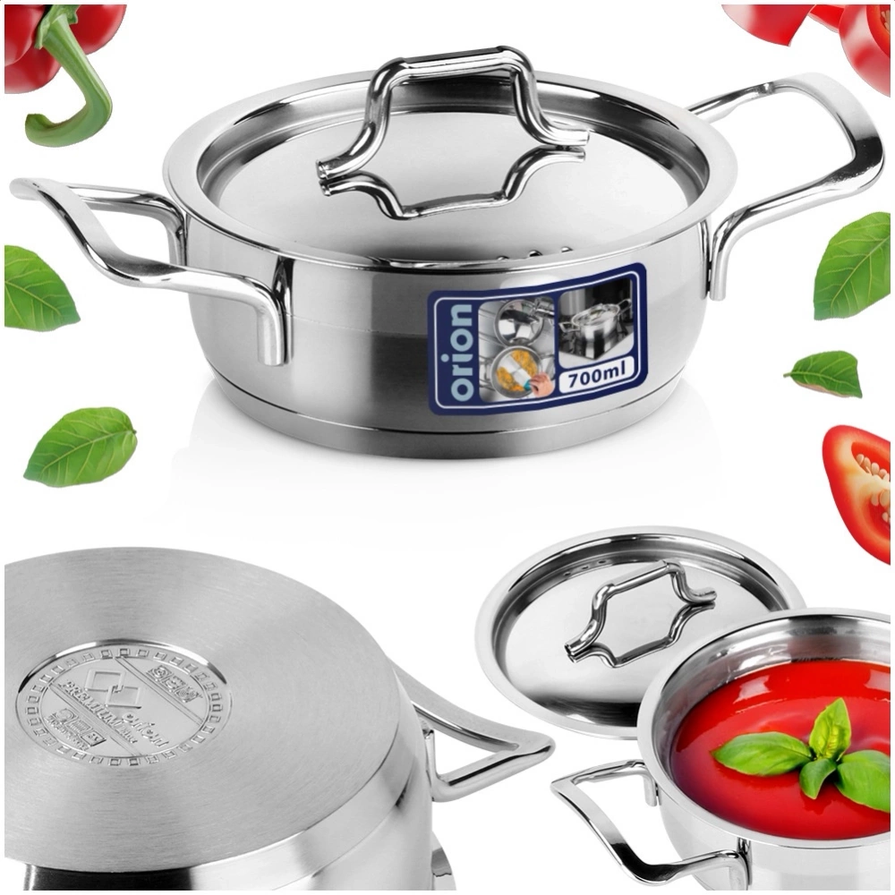 Garnek stalowy z pokrywką ANETT 14 cm, 700 ml