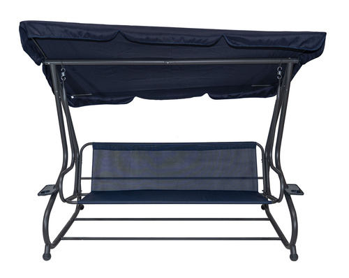 Huśtawka Ogrodowa Siedzisko Textylina 2x1 Wzór Liście Granatowa
