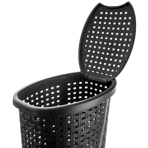 Kosz na pranie plastikowy czarny 45 l