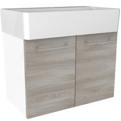 Dwudrzwiowa szafka z umywalką ceramiczną biały + szary dąb Lima Fackelmann