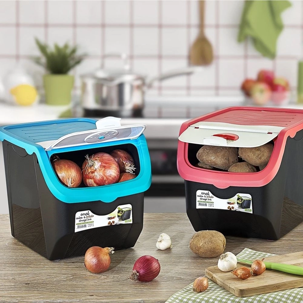 Pojemnik na warzywa i owoce z pokrywą biały 12 l