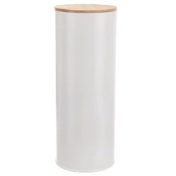 Pojemnik na żywność metalowy biały z bambusową pokrywką WHITELINE 28,5 cm