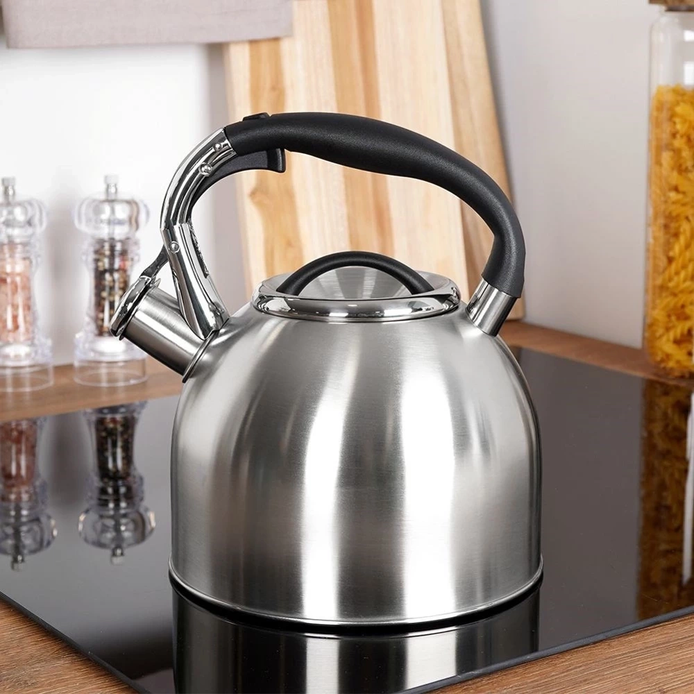 Czajnik z gwizdkiem stalowy srebrny 2 l