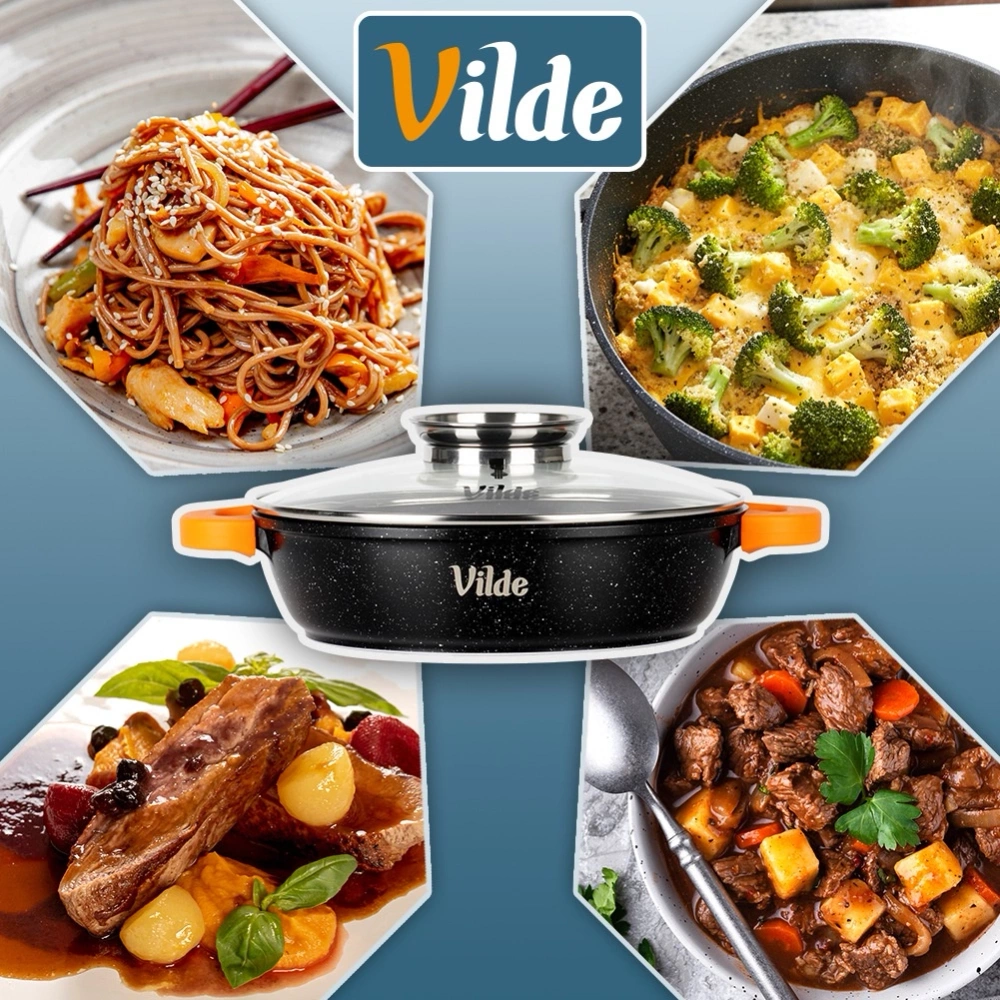 Patelnia granitowa głęboka ze szklaną pokrywką TERRUNA AROMA 28 cm, 3,3 l