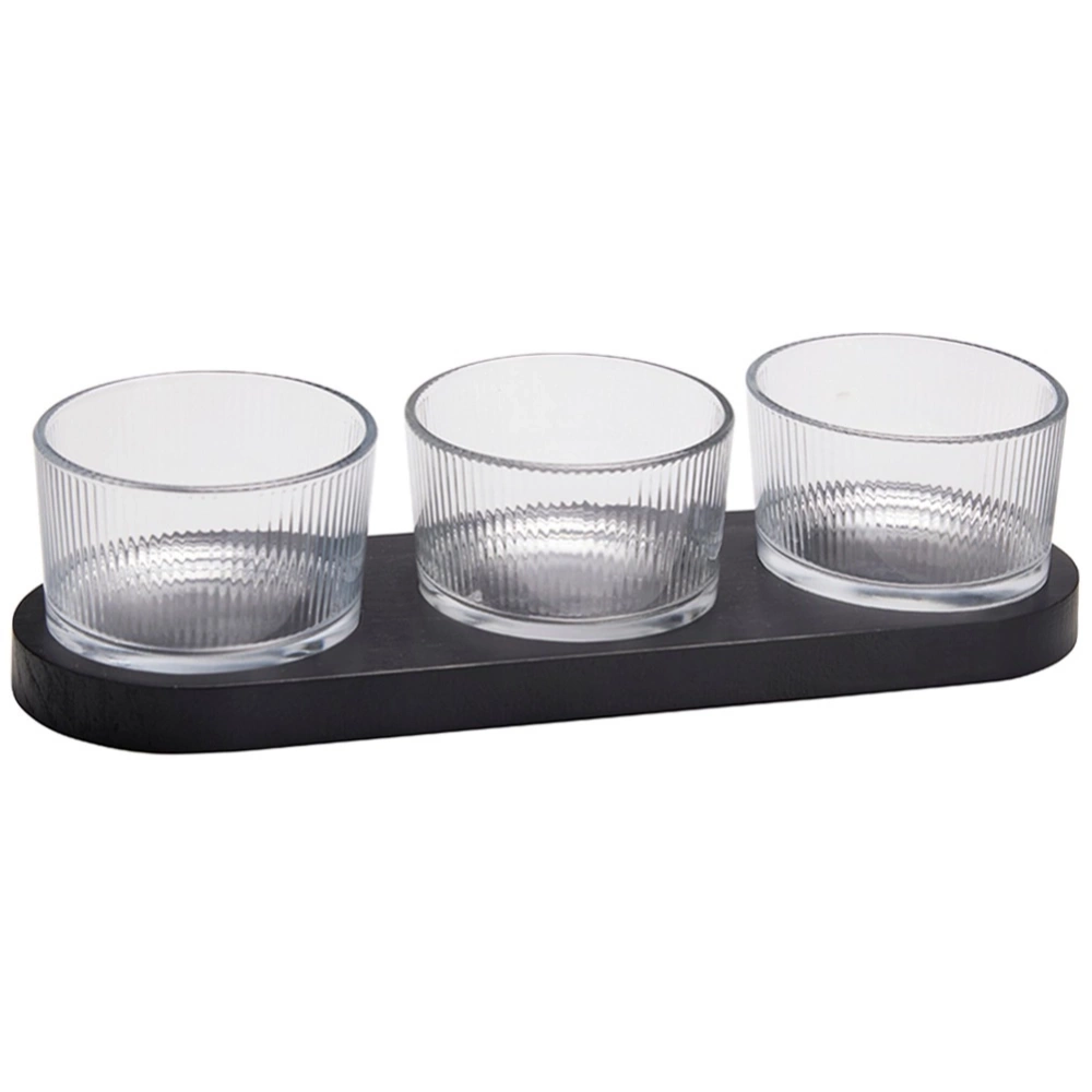 Miseczki na przekąski szklane na tacy 4 el.