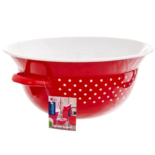 Miska kuchenna emaliowana czerwona w grochy TECKA 34 cm, 9 l