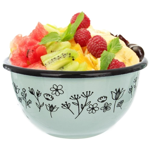Miska emaliowana zielona LOUKA 12 cm, 500 ml