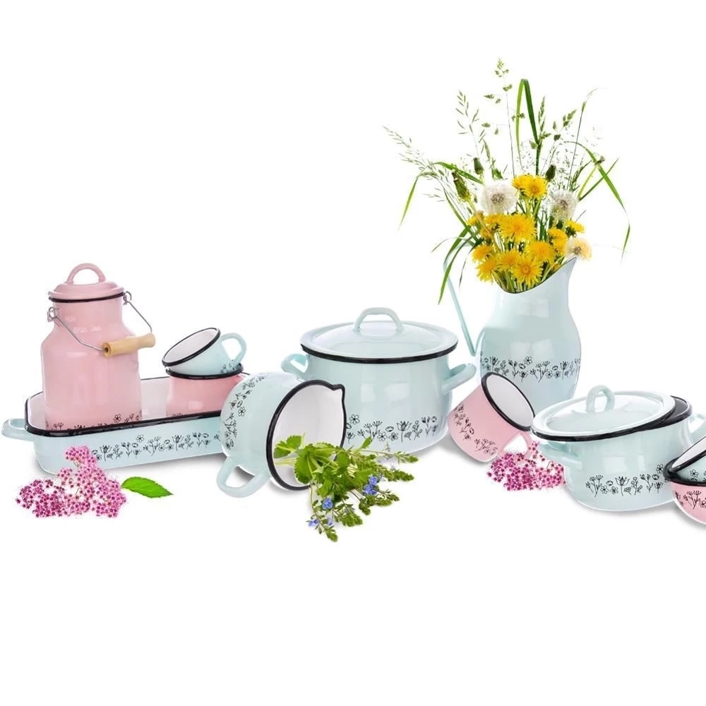 Garnek emaliowany z pokrywką niebieski LOUKA 16 cm, 2,3 l