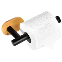 Uchwyt na papier toaletowy stalowy bambusowy czarny 17 cm