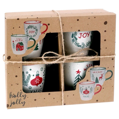 Kubki ceramiczne świąteczne 180 ml 4 szt.