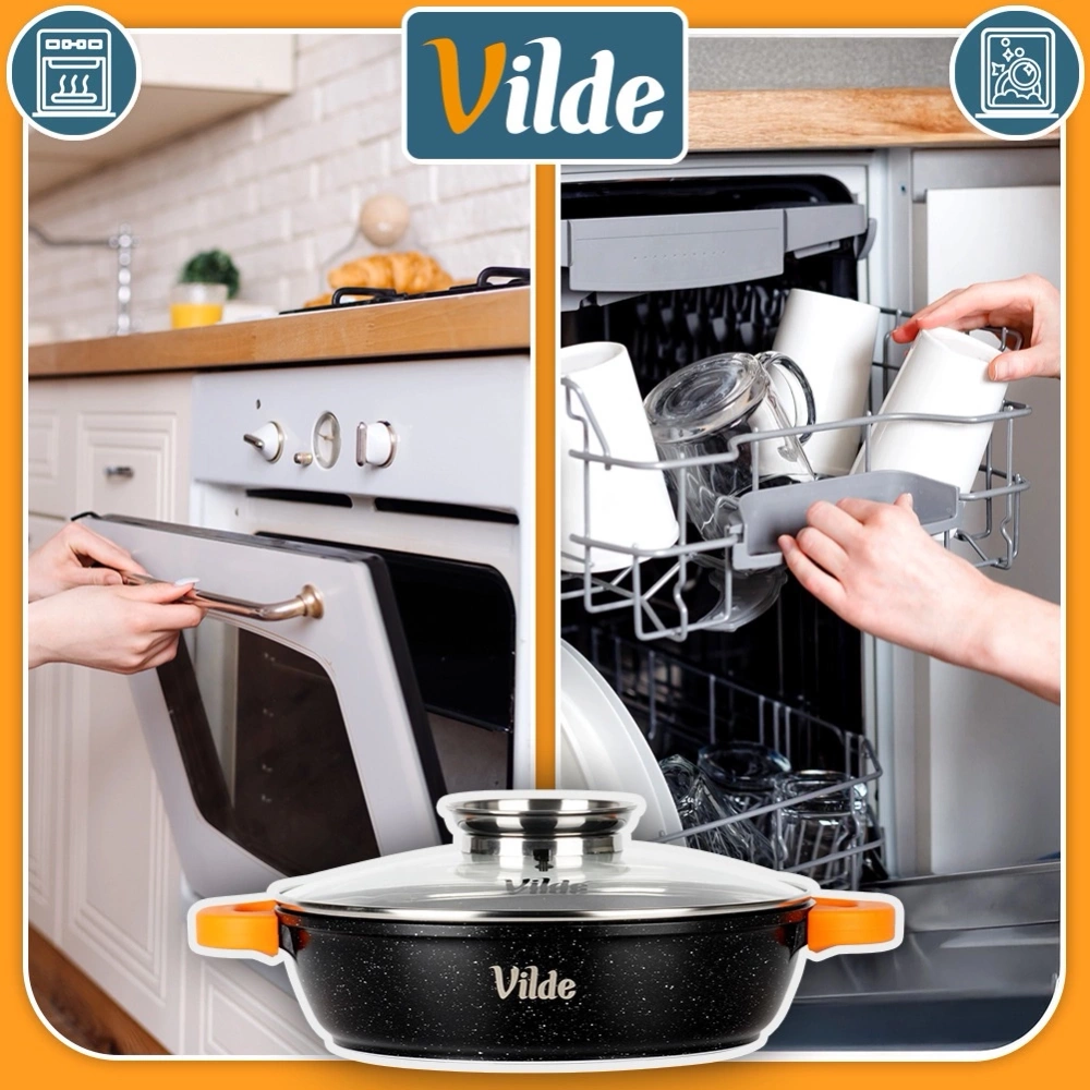 Patelnia granitowa głęboka ze szklaną pokrywką TERRUNA AROMA 28 cm, 3,3 l