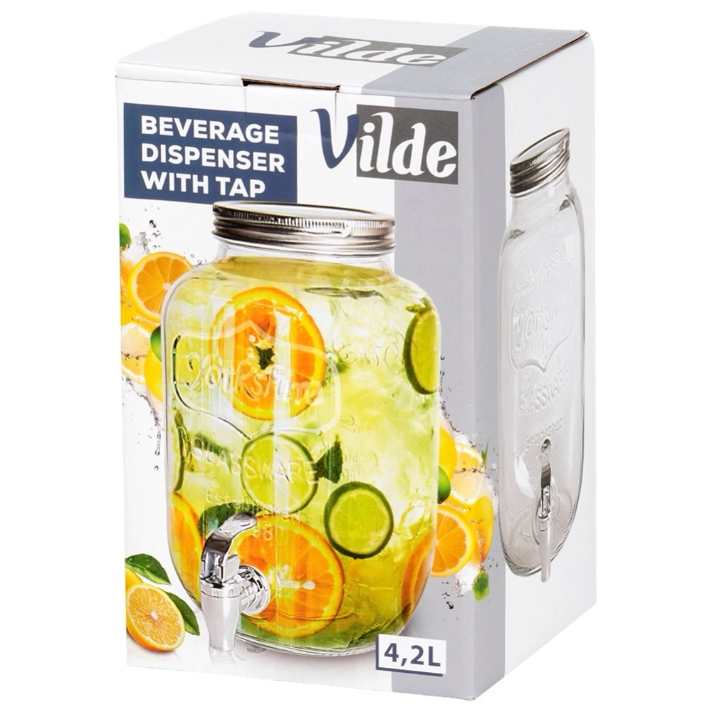 Słój do napojów z kranikiem szklany 4 l