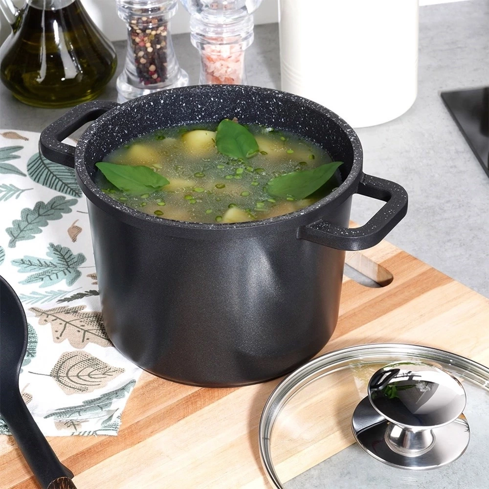 Garnek granitowy ze szklaną pokrywką wysoki GRANDE 2 l