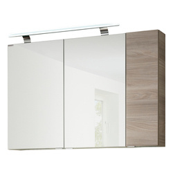 Szafka lustrzana z oświetleniem LED i efektem 3D + szafka boczna prawa szary dąb 100 cm Luxor Fackelmann