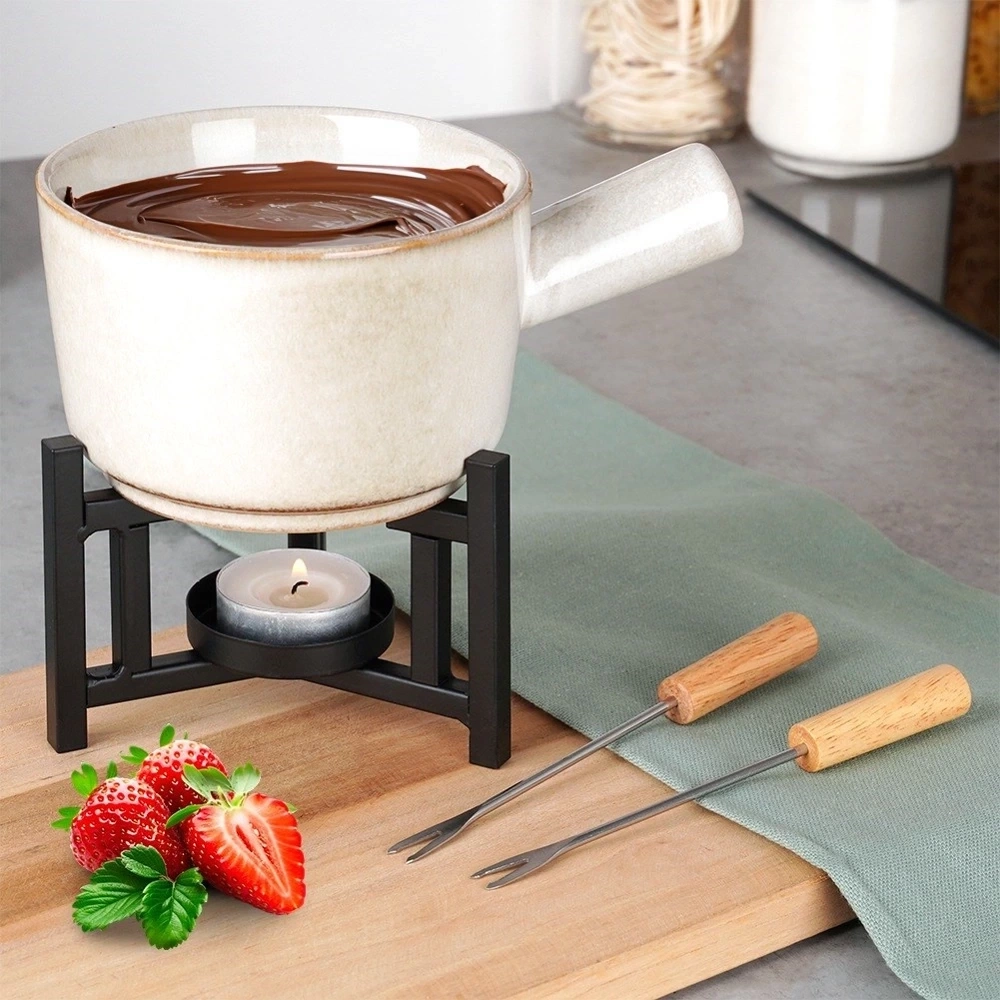 Zestaw do fondue porcelanowy 450 ml, 4 el.