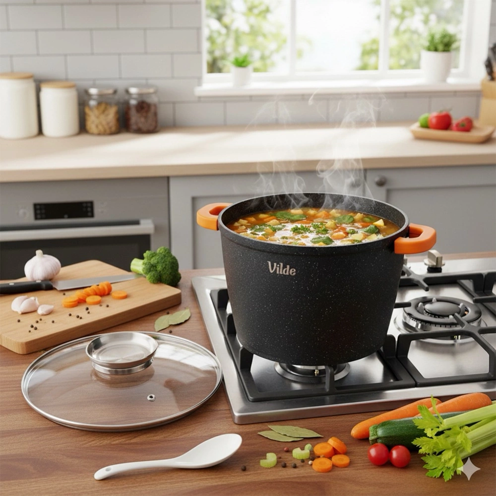 Garnek granitowy ze szklaną pokrywką TERRUNA AROMA 24 cm, 6,7 l