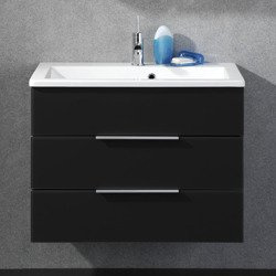 Szafka łazienkowa antracytowa z umywalką konglomeratową KARA 80 cm