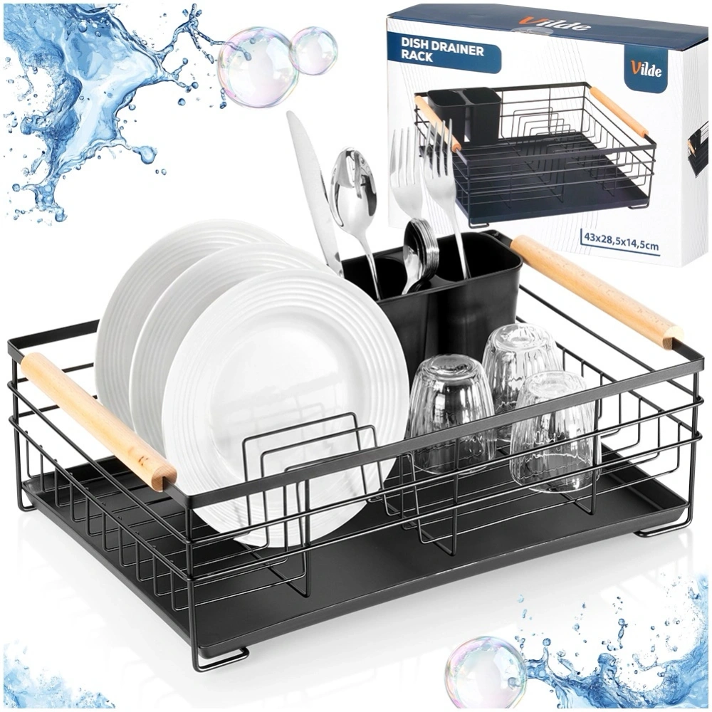 Suszarka na naczynia czarna 43x28,5x14,5 cm