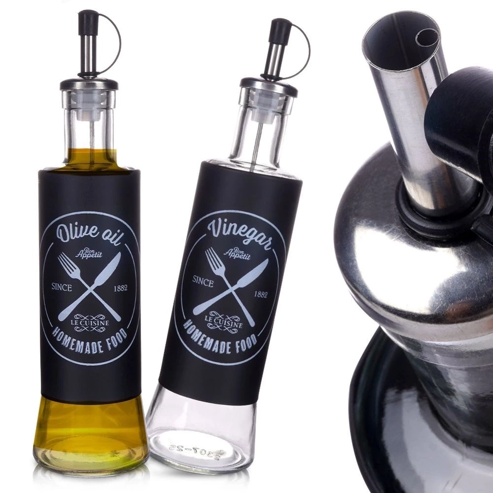 Butelki na oliwę i ocet szklane czarne 300 ml 2 szt.