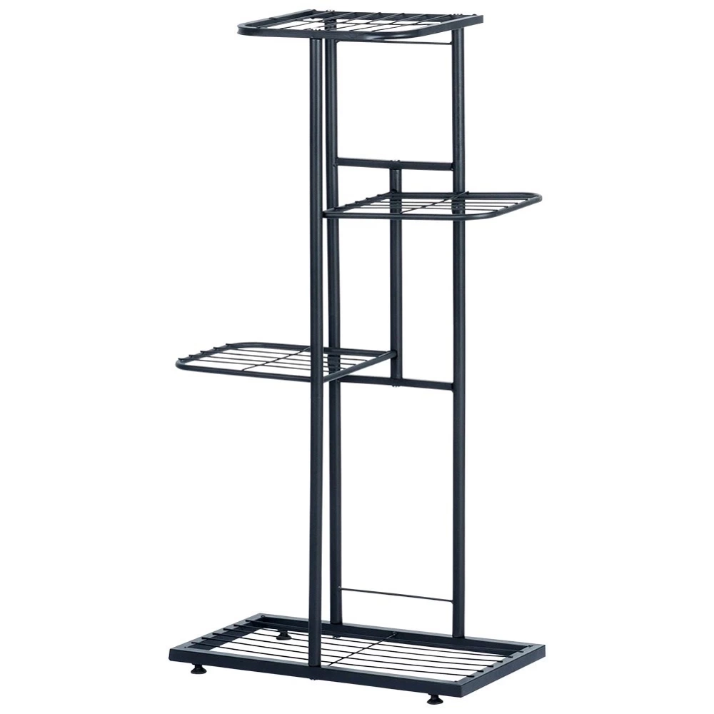 Kwietnik metalowy czarny 4-poziomowy 80 cm