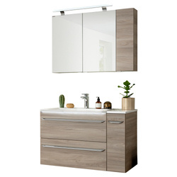 Zestaw mebli łazienkowych prawy z serii Luxor 100 cm szary dąb Fackelmann