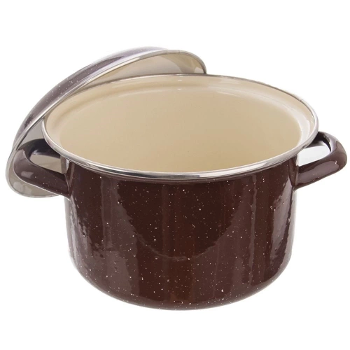 Garnek emaliowany z pokrywką brązowy BROWN 20 cm, 3,2 l