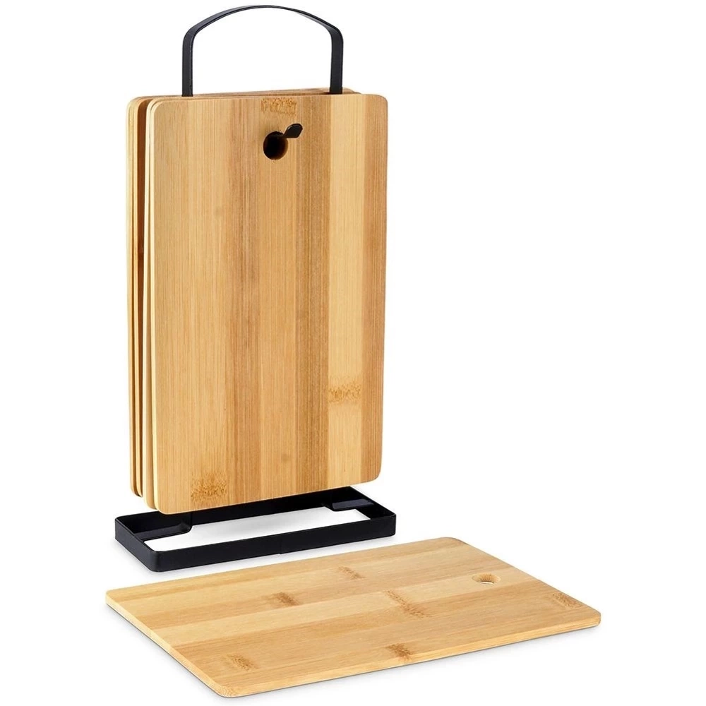 Deski do krojenia bambusowe ze stojakiem 22x14 cm 6 szt.