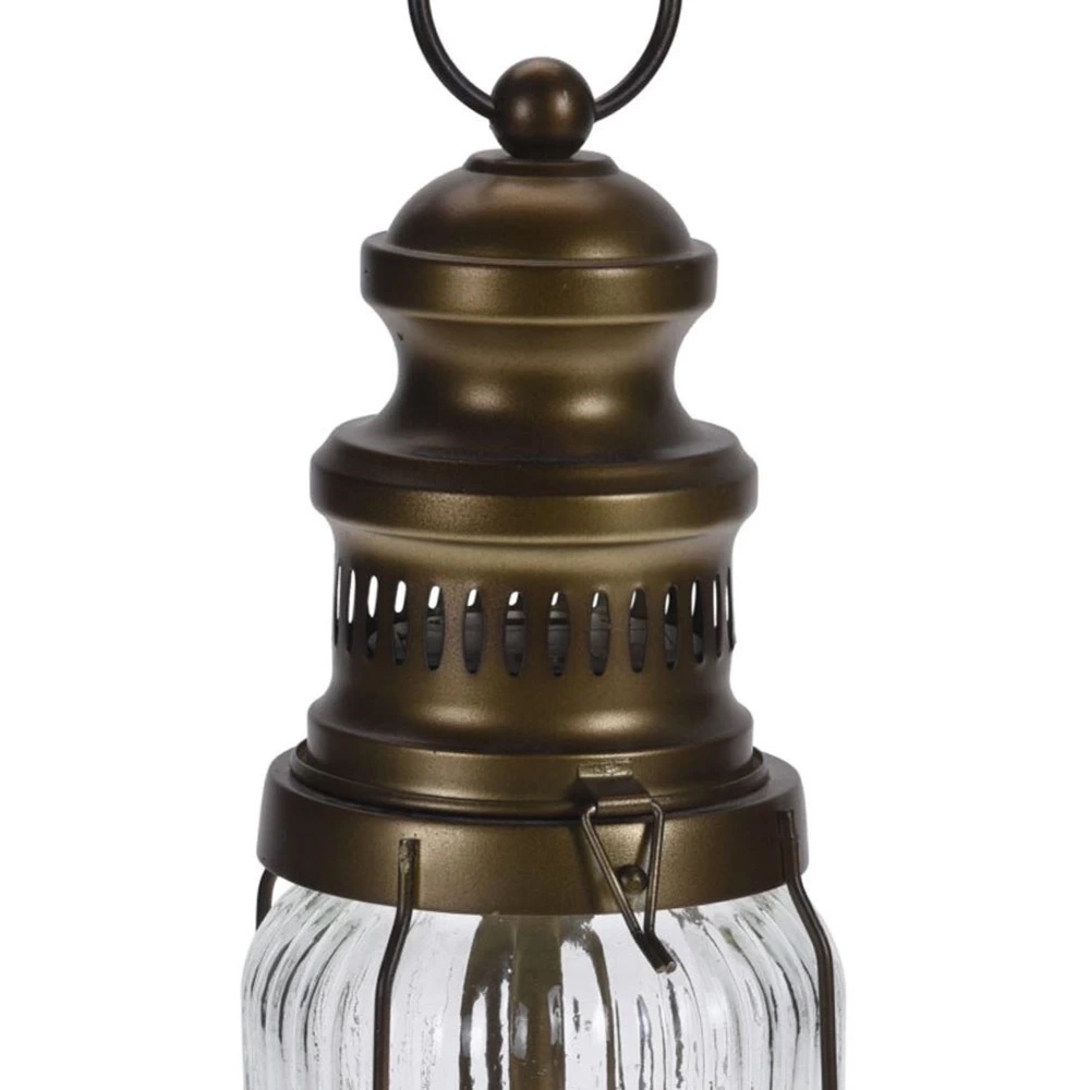 Lampion LED metalowa brązowa 38 cm