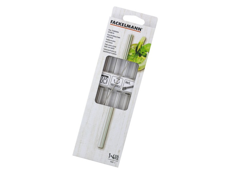 Słomki do napojów i drinków ze szczoteczką szklane Fackelmann 54845