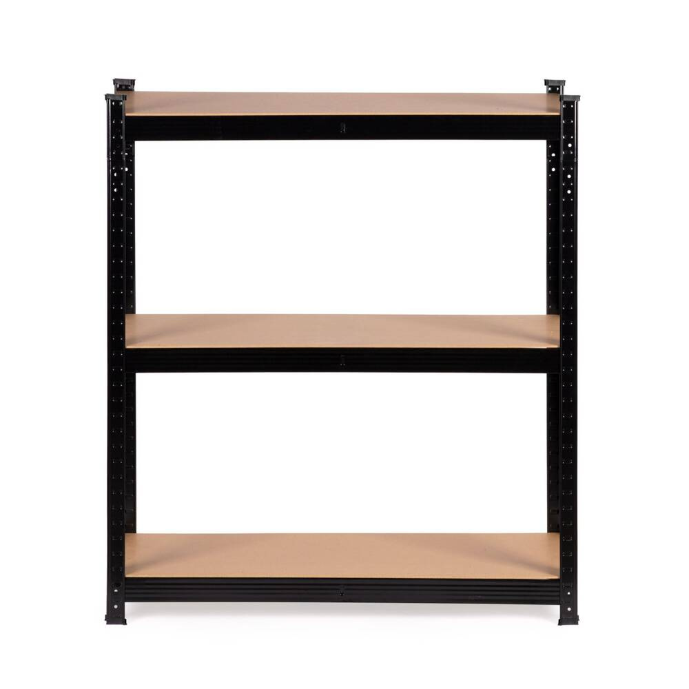 Regał magazynowy metalowy czarny 2w1, 5 jasnych półek 150x75x30 cm